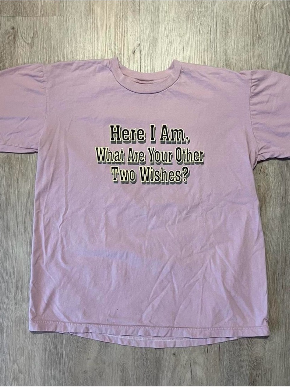 PINK Victoria's Secret Lavender Graphic Tee - 'Here I Am' Text